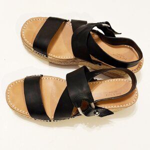 Rag And Bone Women Black Espadrille Wedge Platform Sandal Sz 11